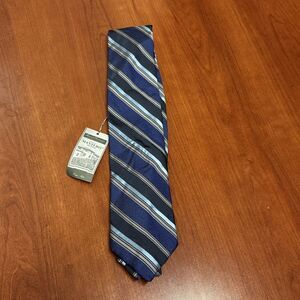 NWTs Daniel Cremieux Signature Collection Mantero Archives Blue Striped Silk Tie